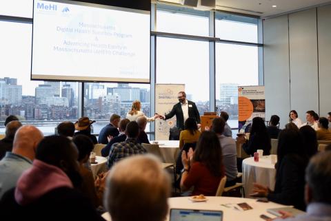 people in a room networking